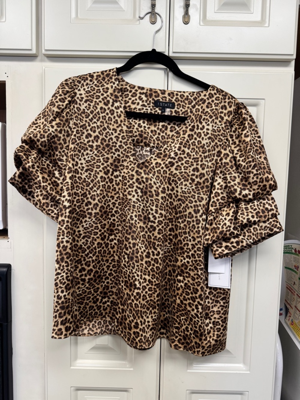 Leopard Print Puff-Sleeve Top